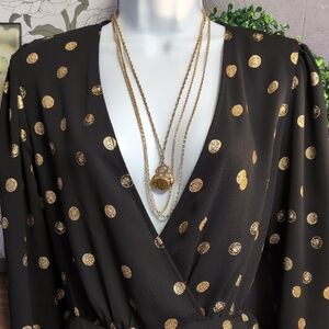 Gold Coin Black Wrap Dress By Paris Atelier